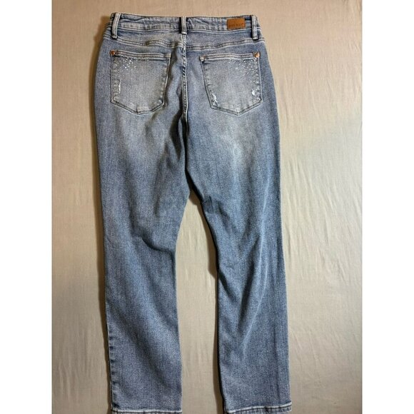 Judy Blue Jeans Womens Size 13/31 Slim Fit High Rise Wash Blue Denim Rhinestones - Picture 8 of 11